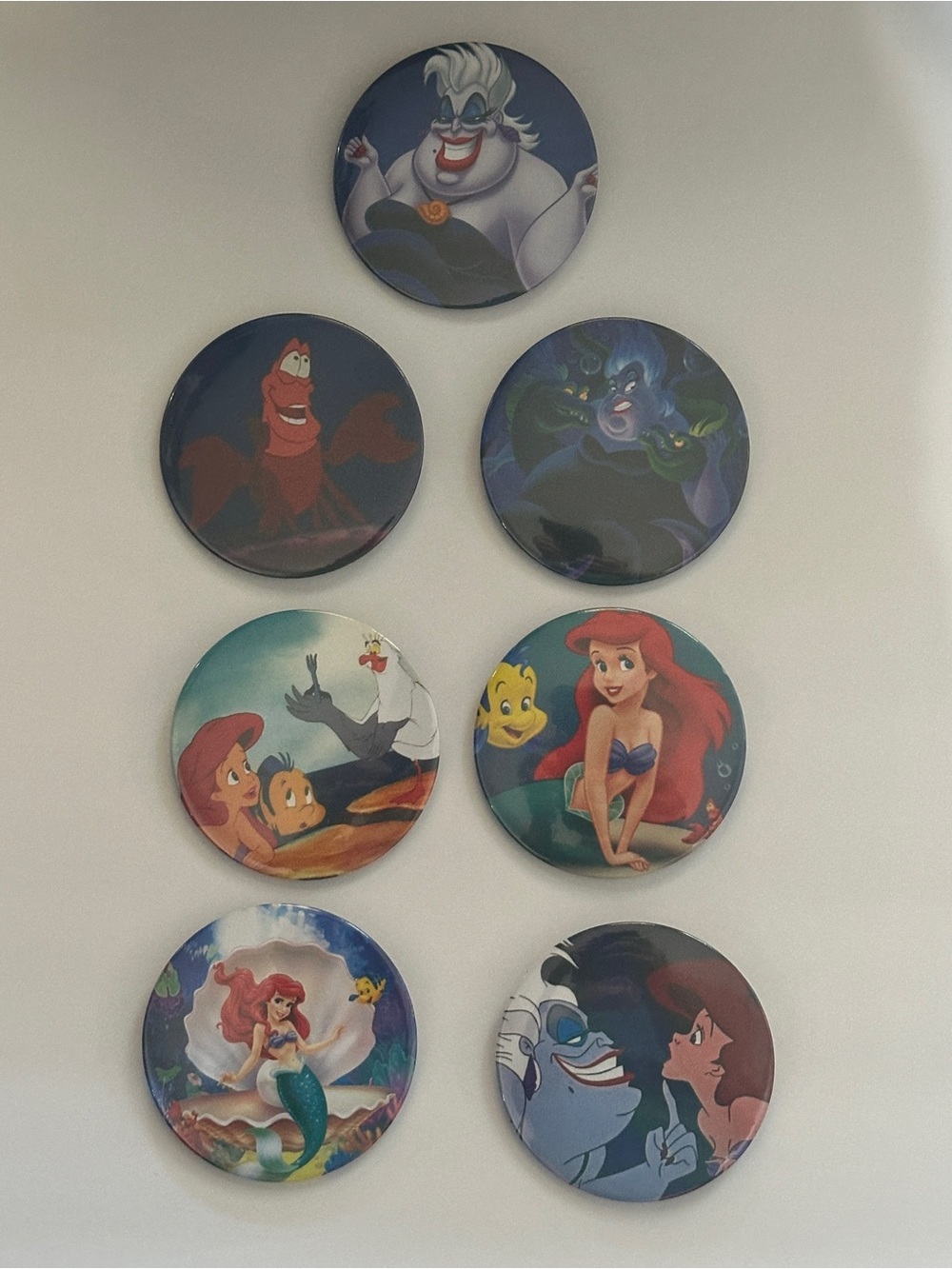 Disney The Little Mermaid pin back button set of 7